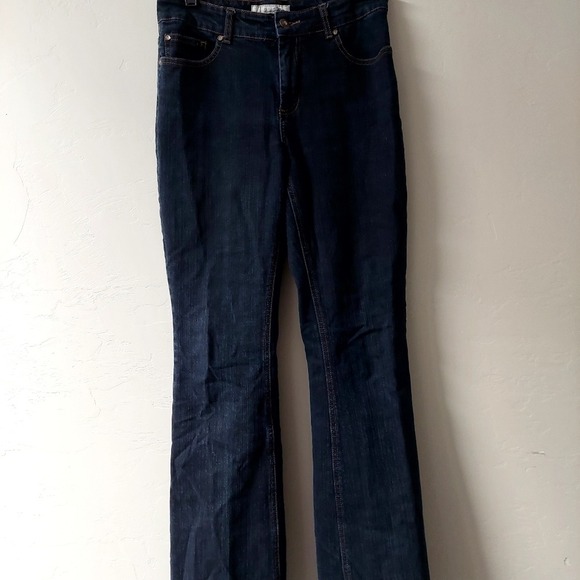 Chico's Denim - Platinum Charm Jeans Womens Size 0 Indigo Blue Bootcut Rhinestone Pocket Stretch